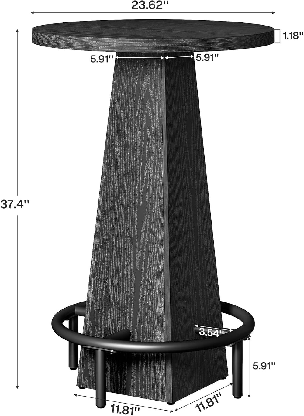 Tribesigns Bistro Pub Table, 37.4" High Round Bar Table for Small Bars