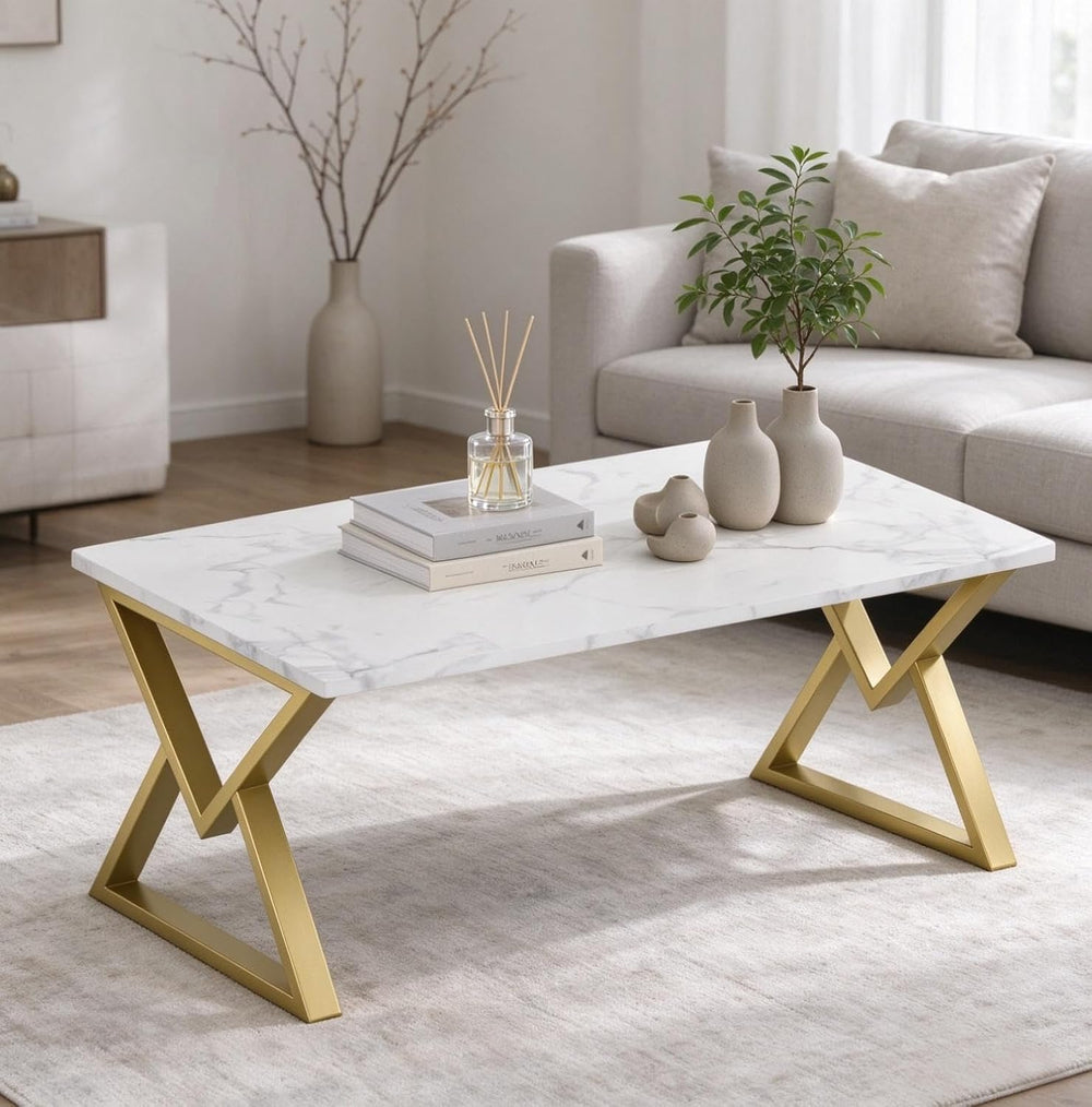 Coffee Tables for Living Room, Marble Coffee Table Modern White
