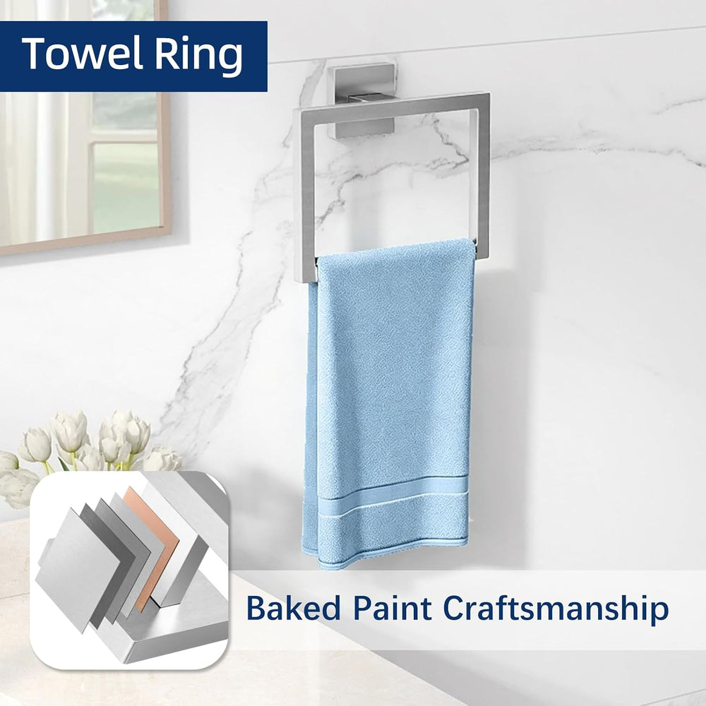 Gypie 24Inch Bathroom Accessory Set Wall Mounted, Brushed Nickel 5-Pieces