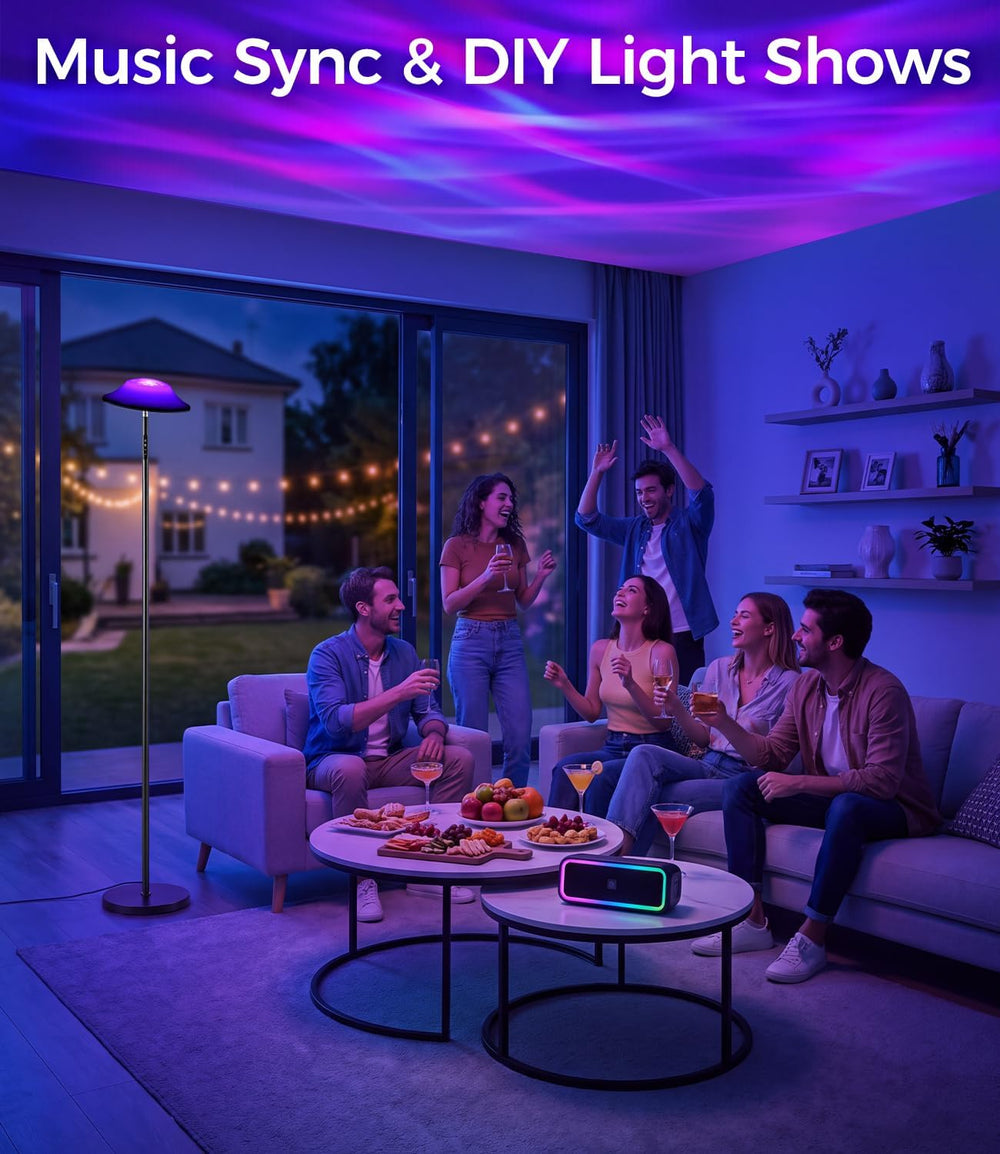 SIBRILLE LED Uplighter Floor Lamp | RGB & Water Ripple Dynamic, Warm Cool...