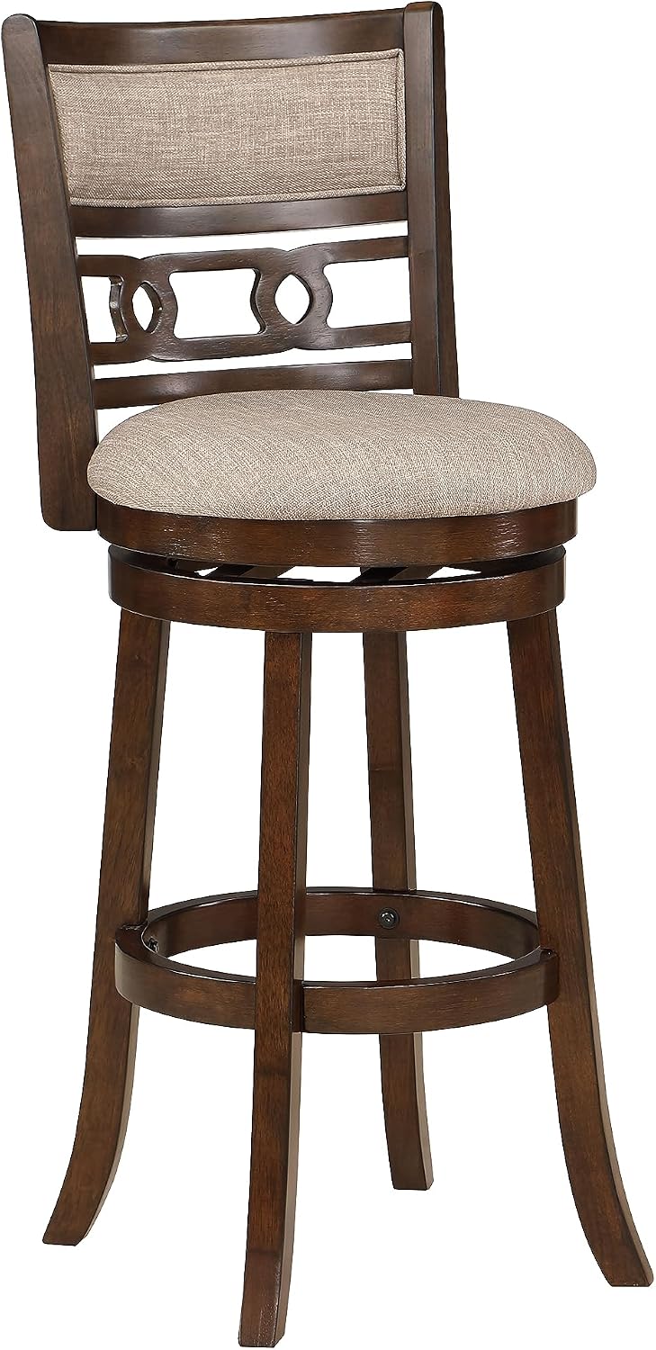 New Classic Home Furnishings Gia 29" Swivel Barstool-Cherry W/Brown Fabr...
