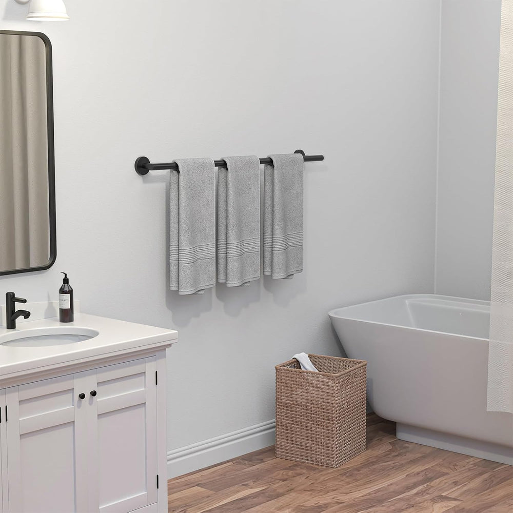 USHOWER Matte Black Bath Towel Bar, 30-Inch Towel Racks for Bathroom