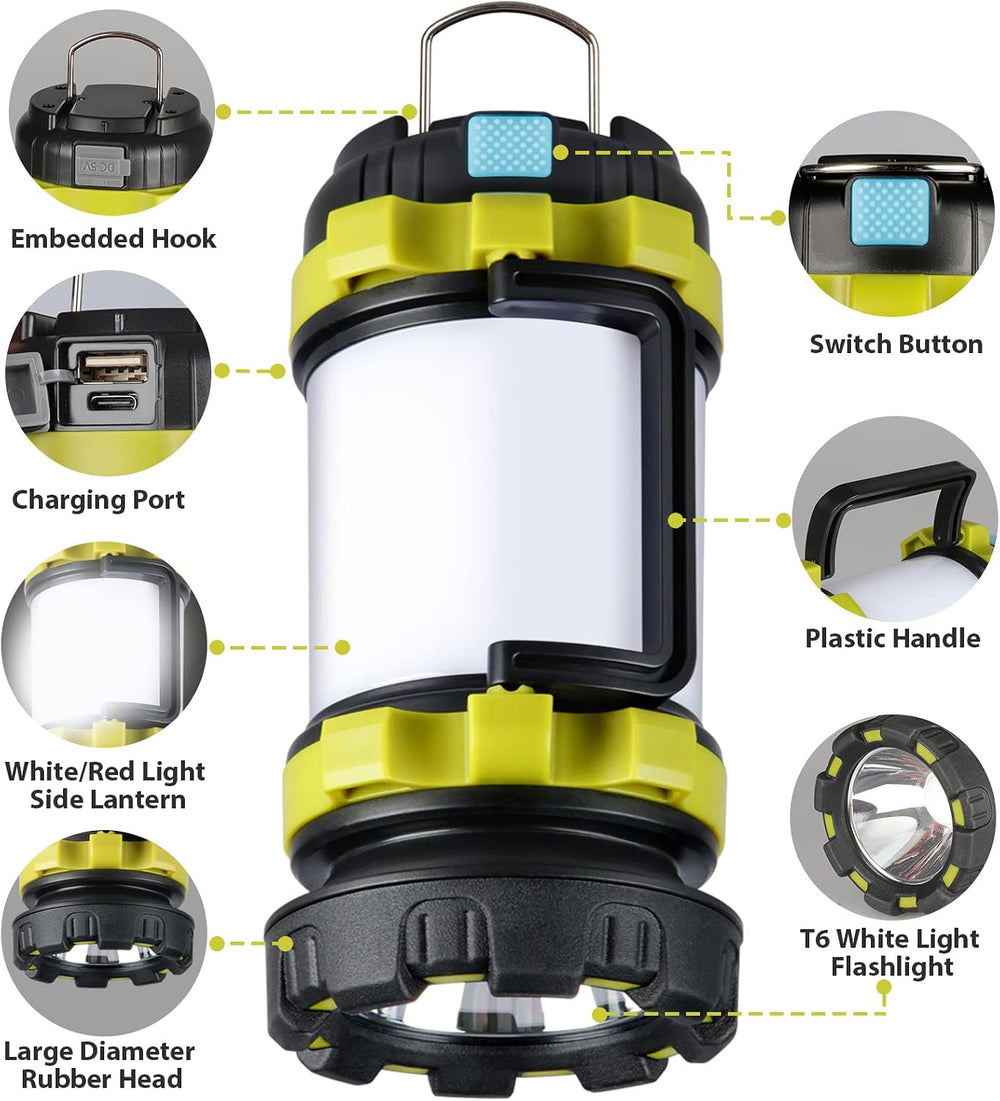3 Pack Camping Lantern, Outdoor LED Camping Light, Rechargeable Flashlights
