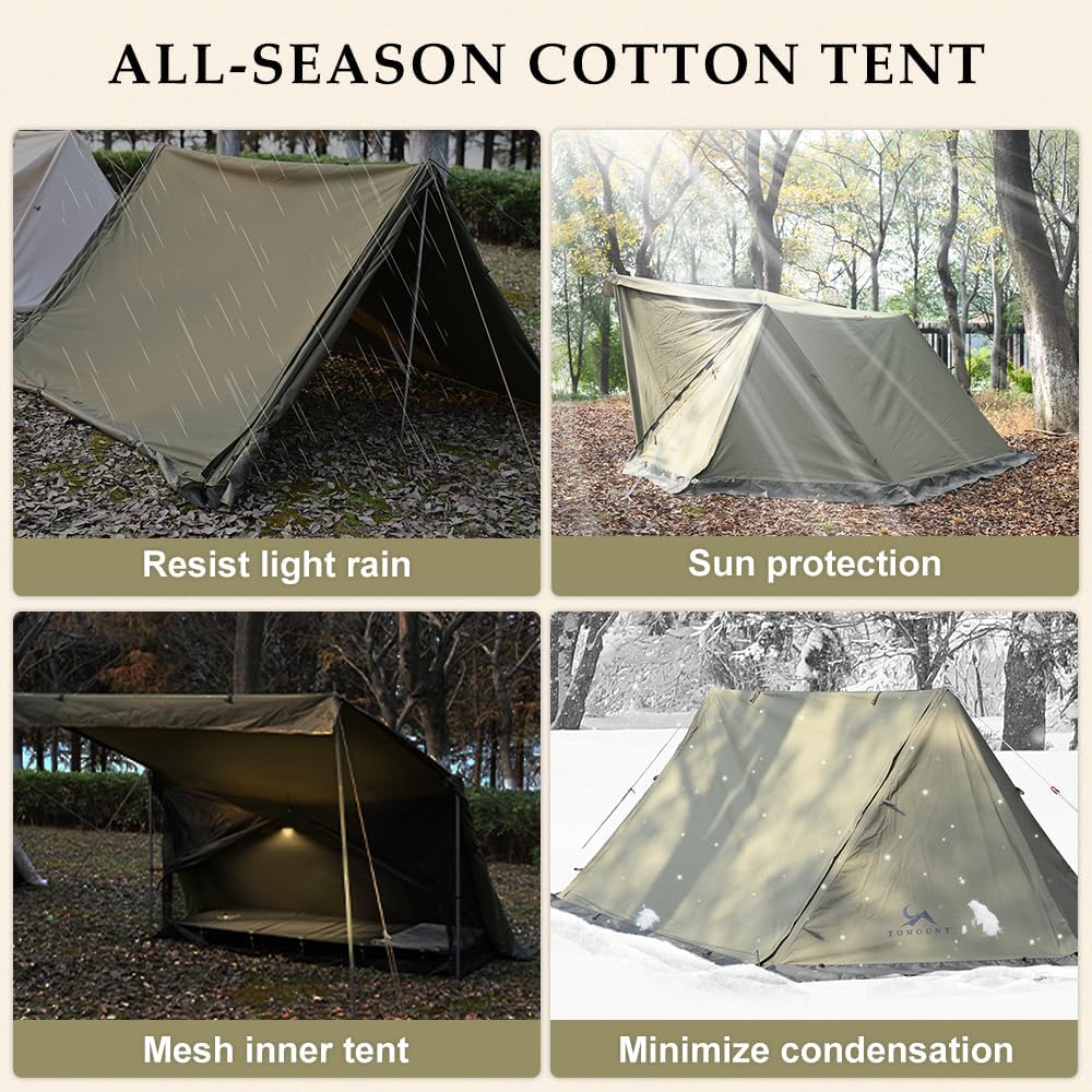 TOMOUNT Bivy Tent Canvas Shelter for Camping for Two Person