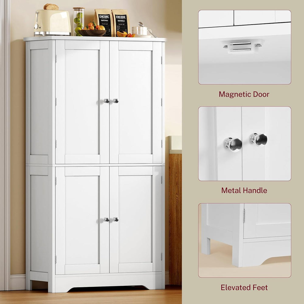 TEENFON Storage Cabinet, Pantry Cabinet with 4 Doors and 3 Storage Shelves, K...