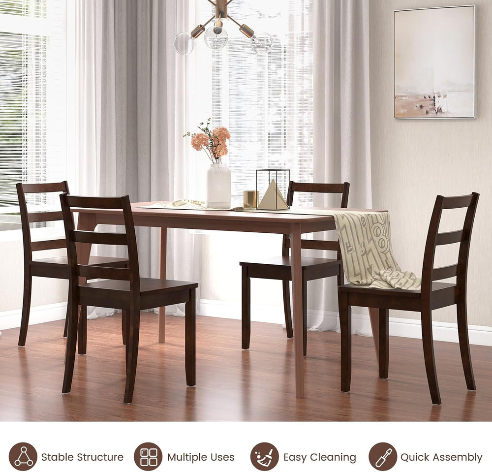 COSTWAY Dining Chairs Set of 4, Mid-Century Modern Wooden Chairs, Brown