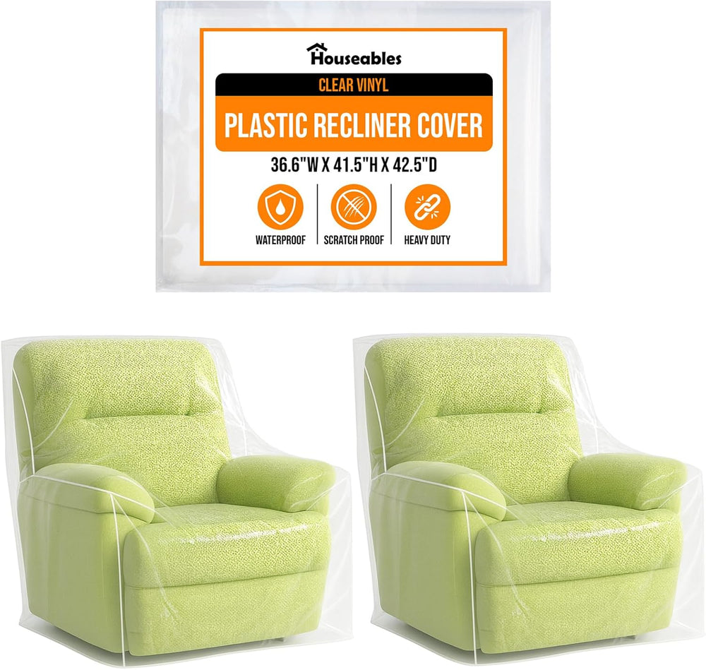 Plastic Recliner Cover, Armchair Covers, Chair Protector, Clear, 2 PK