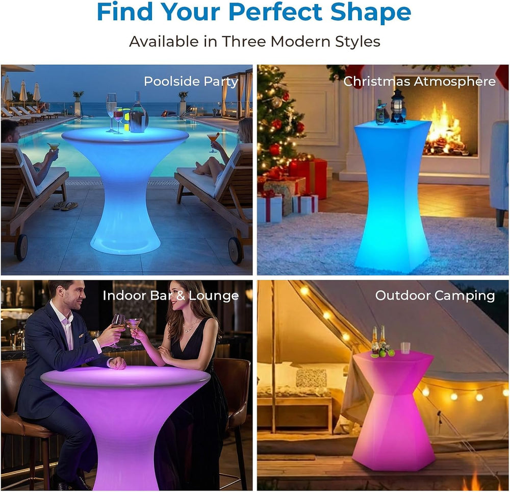 Mjkone 23" Height LED Bar Table with 16 RGB Multi-Colored Lights, Rechar...