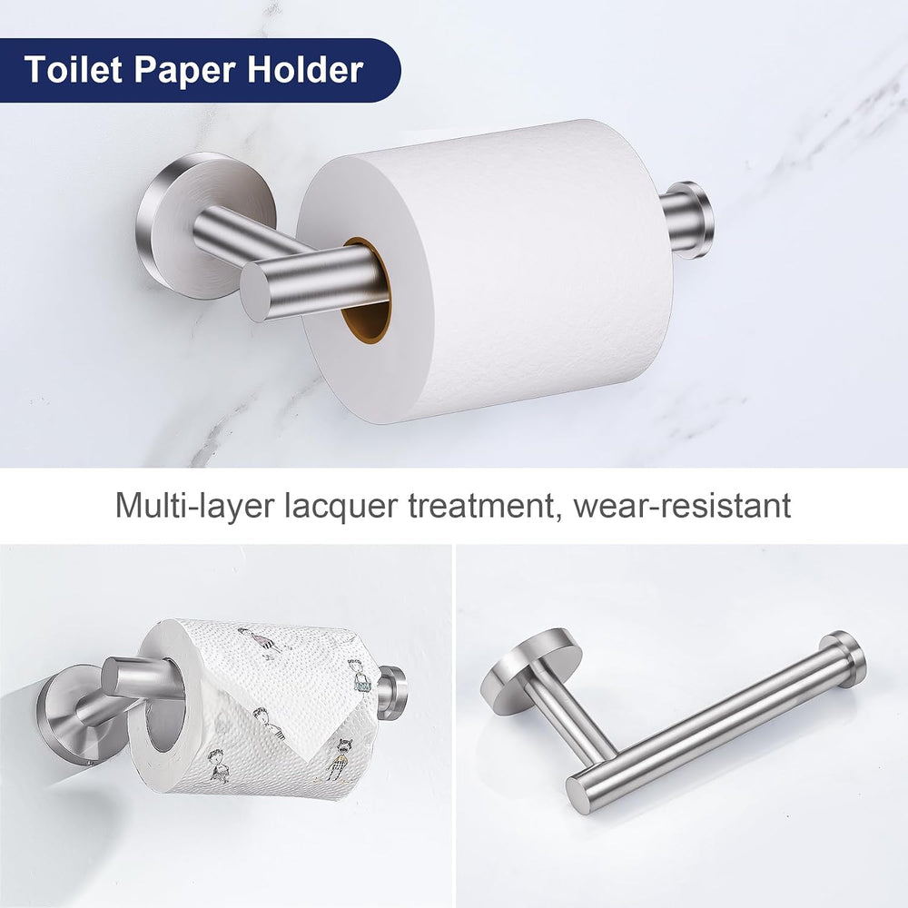 Lairuier 5-Piece Bathroom Hardware Set, Brushed Nickel Towel Bar Wall Mount