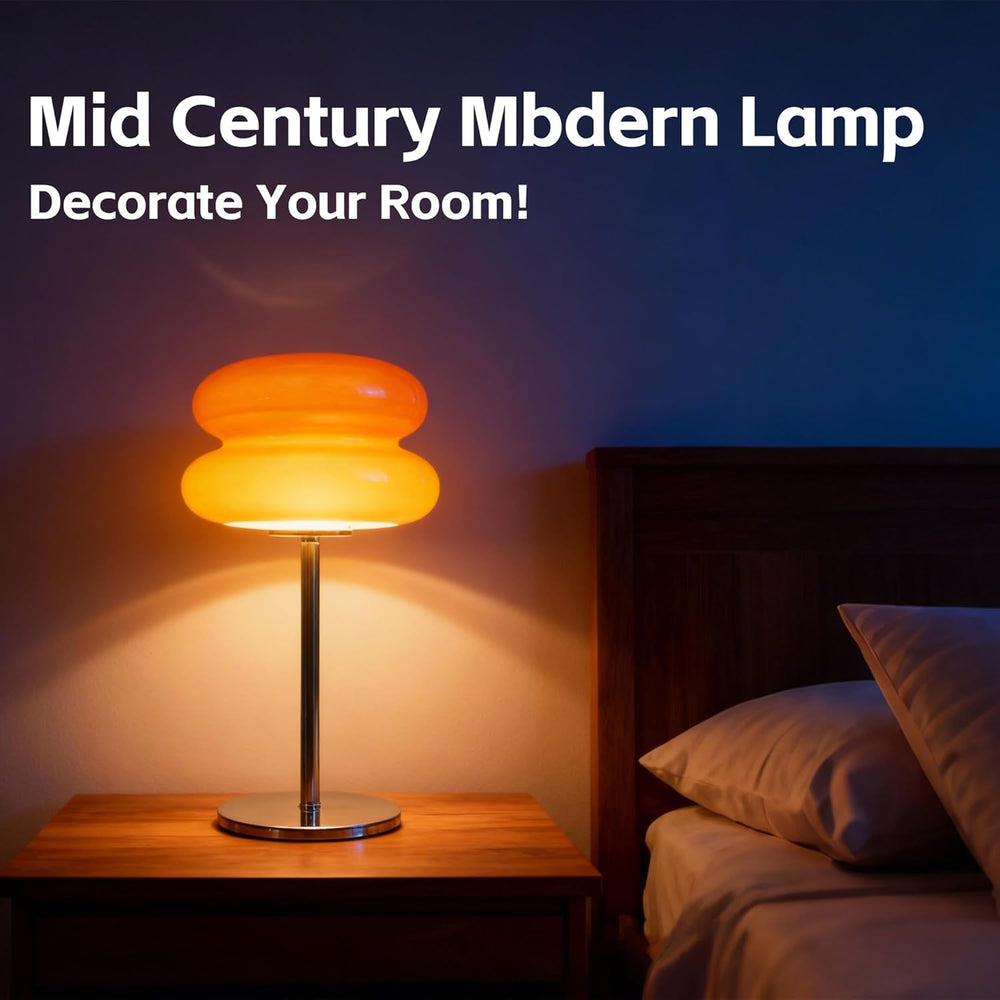Bedroom Glass Mushroom Lamp, Orange