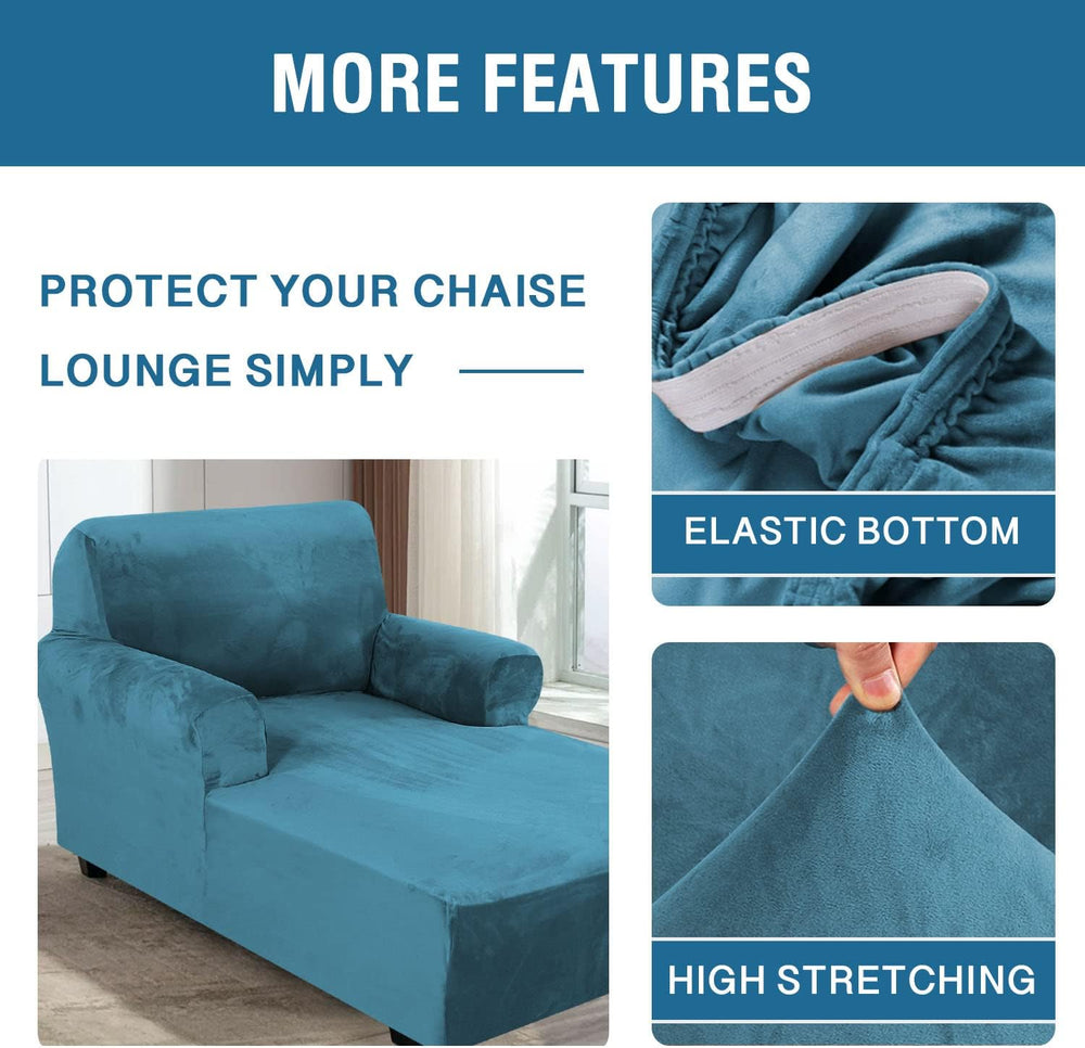 H.VERSAILTEX Velvet Chaise Lounge Cover High Stretch Chair Cover for Living R...