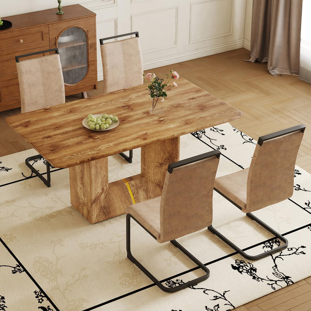 63'' Dining Table Set for 4, Wooden Dining Table Set with Chairs