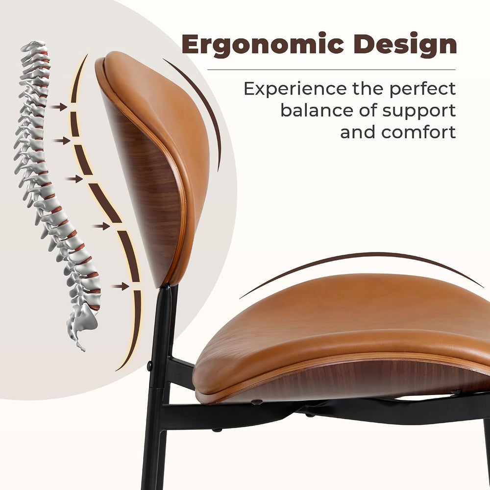 BedsPick Mid-Century Modern Dining Chairs Set of 4, PU Leather Upholstered Di...