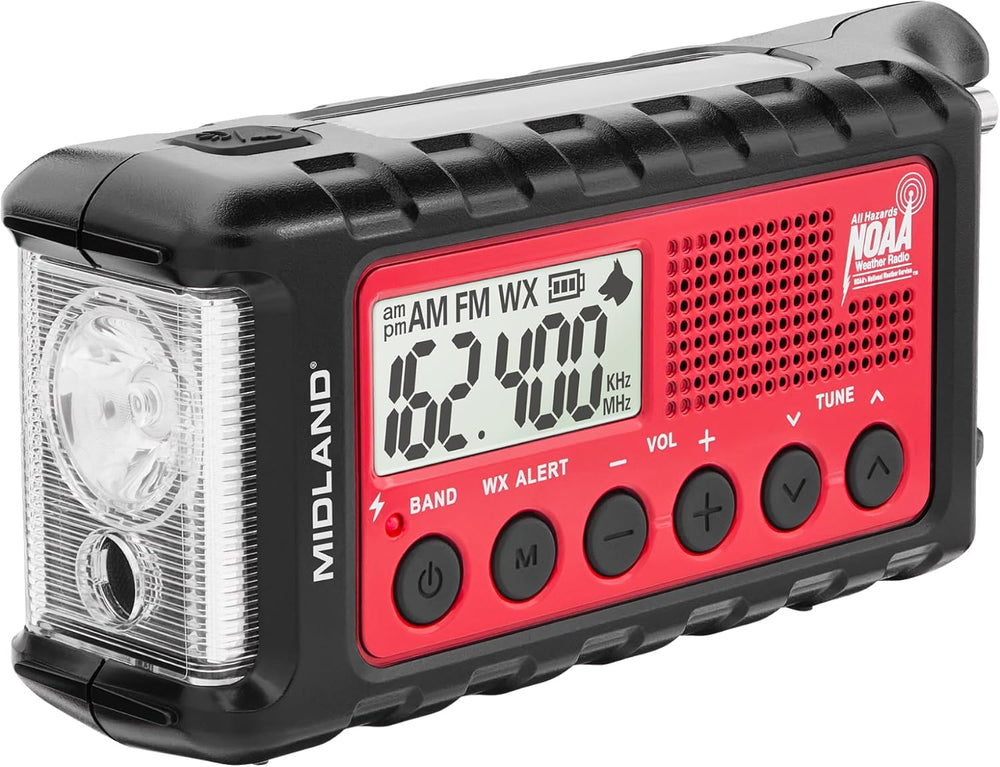 Midland - ER310, Emergency Crank Weather AM/FM Radio - Red/Black