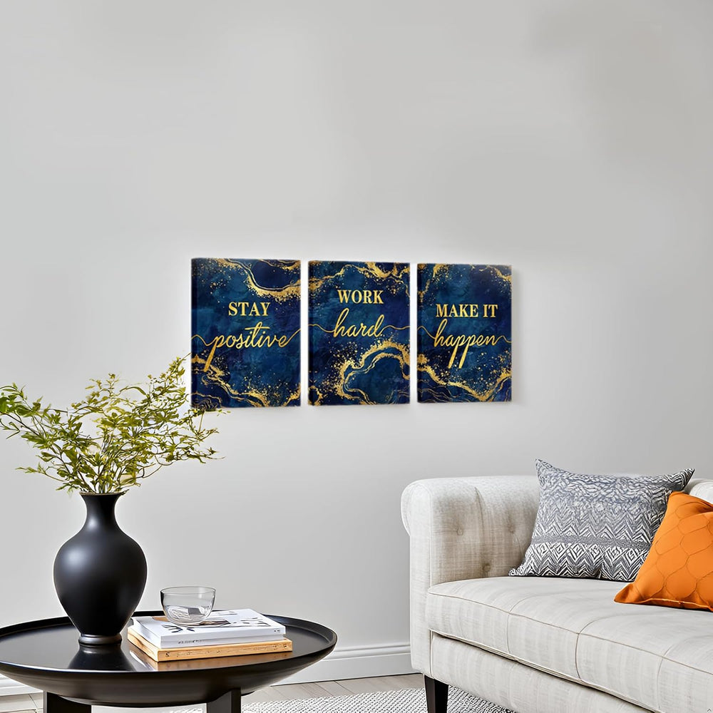LevvArts Inspirational Wall Art Stay Positive Work Hard Make It Happen Office...