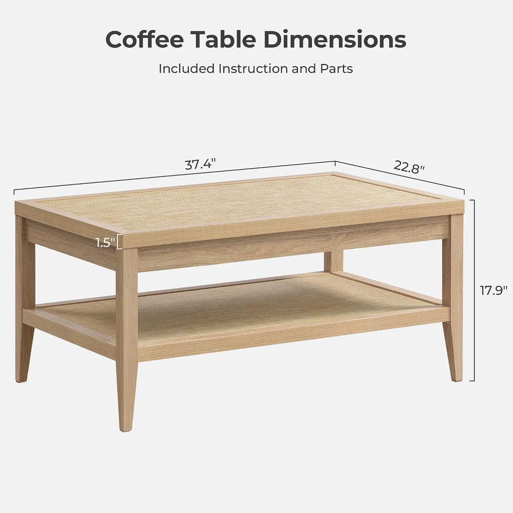 SICOTAS Rattan Coffee Table for Living Room