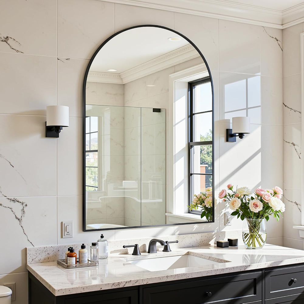 Antok Arched Bathroom Mirror, 20"x30" Wall Mounted Mirror, Vanity M...