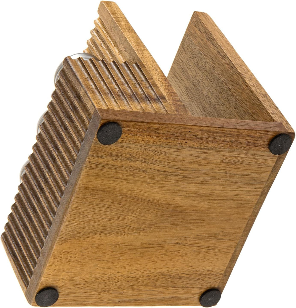 MyGift 4-Piece Fluted Acacia Wood Dining Table Organizer Set – Napkin Holder,...