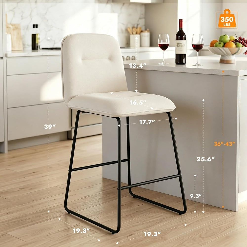 Bar Stools Set of 2, 26" Counter Height Bar Stools with Back, Modern Lin...