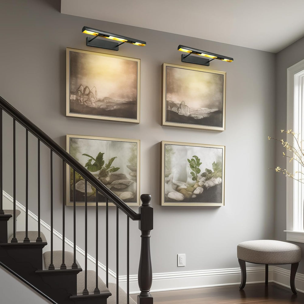 Matte Black Picture Lights for Wall, 24" Art Light Hardwired, 3-Light Br...
