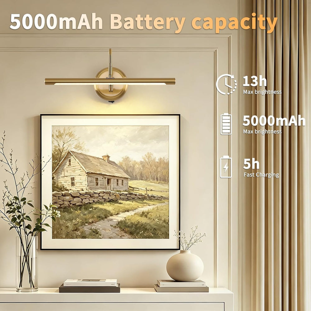 JOOSENLUX Battery Operated Picture Light, 3CCT Dimmable Wireless Art Light wi...