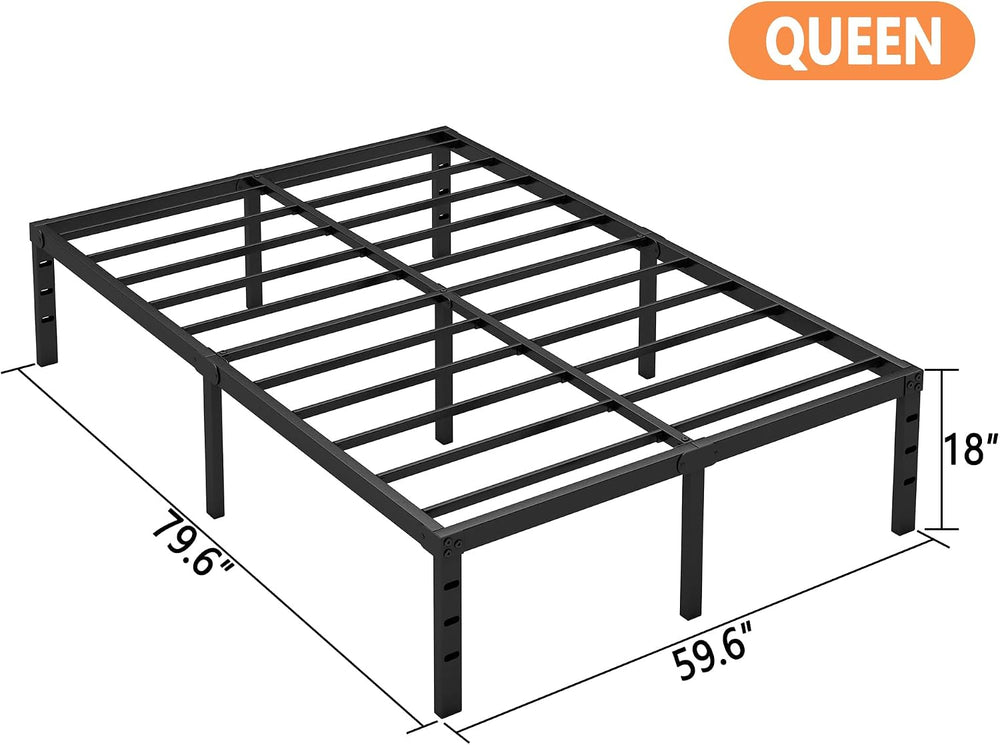 Hafenpo 18 Inch Queen Bed Frame, Under Bed Storage, Black