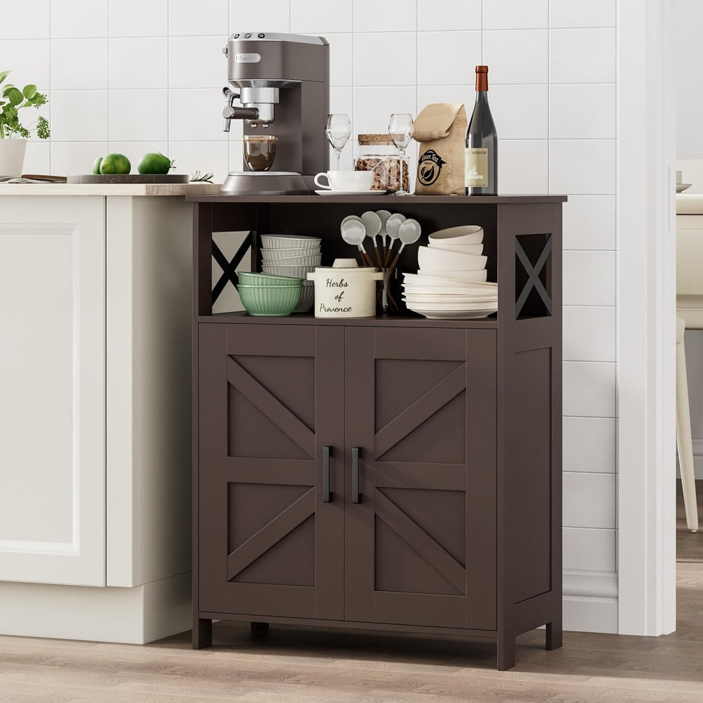 Homhedy Farmhouse Bathroom Storage Cabinet with Doors, Small Floor Cabinet