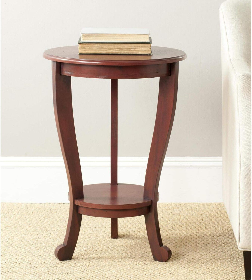 SAFAVIEH Mary Pedestal Wood Side Table, 18.1" Dark Cherry AMH5711D