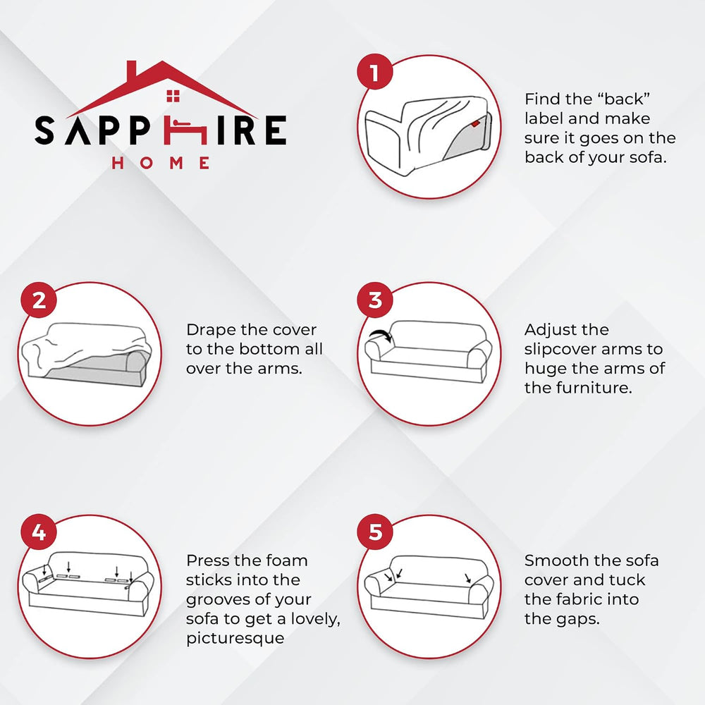 Sapphire Home 2-Piece Sofa and Loveseat Slipcovers, Couch and Loveseat Covers...