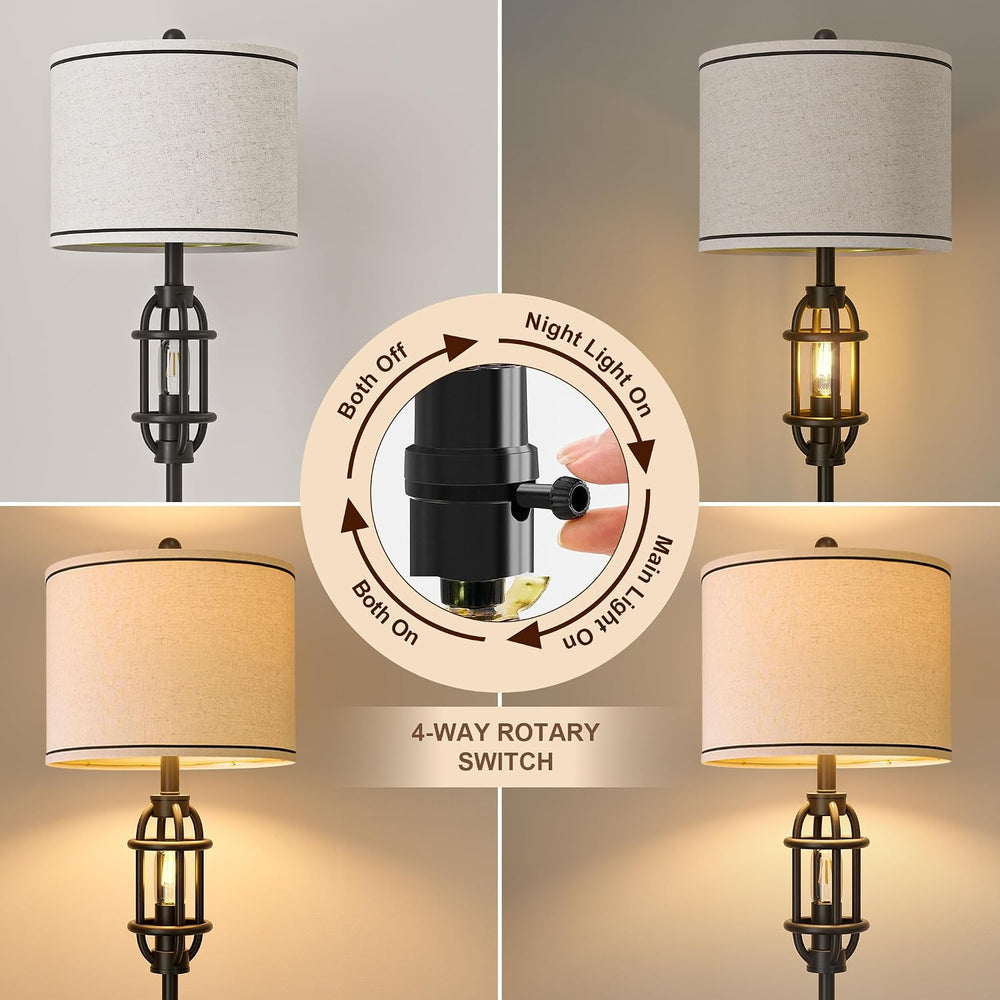62.5" Floor Lamp for Living Room Industrial Black Standing Tall Lamp