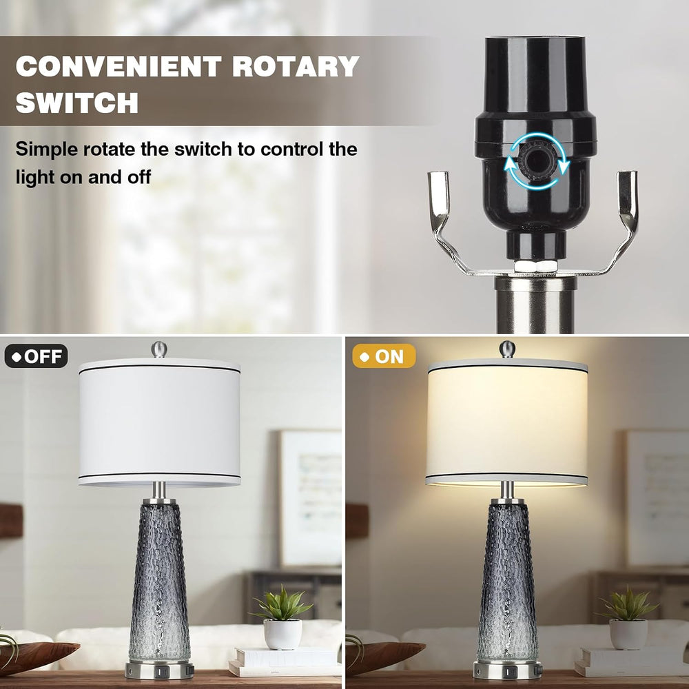 26" Coastal Table Lamps for Living Room, Modern Bedside Lamps for Bedroom