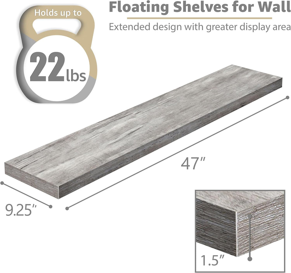 Sorbus Floating Shelves for Wall Storage (48 Inch, 3 Pack, Gray)