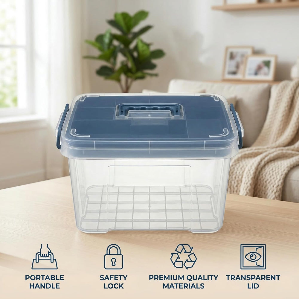 Pulseplay Clear Medicine Storage Box with Handle Blue
