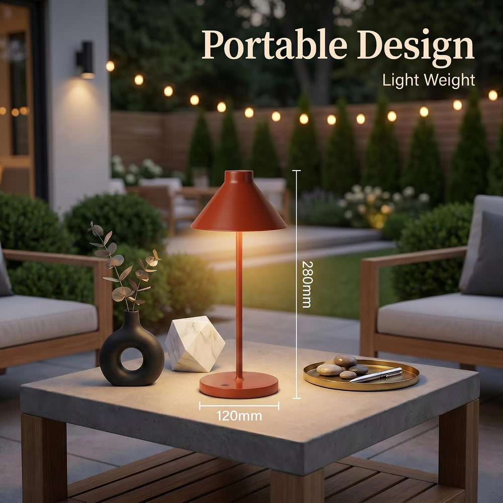 WEILAILUX Rechargeable Mini Cordless Desk Lamp, IP44 Waterproof (Brick Red)