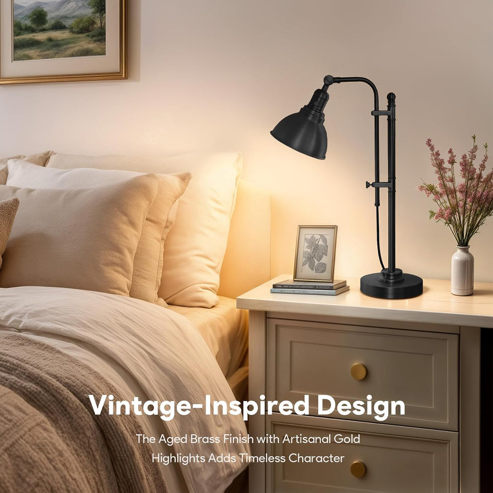 VONLUCE Rustic Desk Lamp, Adjustable Industrial Table Lamp for Home Office