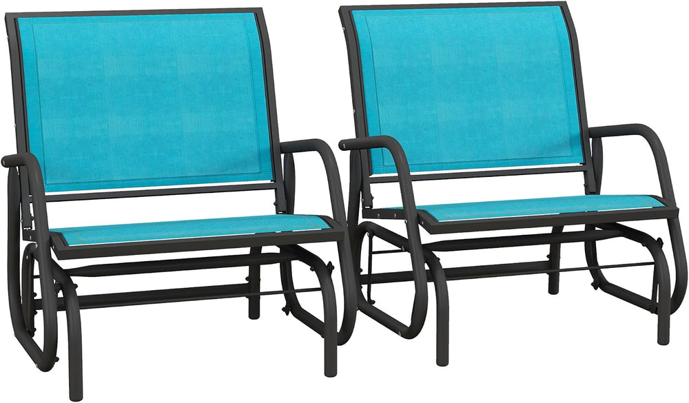 Outsunny Porch Glider Set of 2 Steel Frame Blue