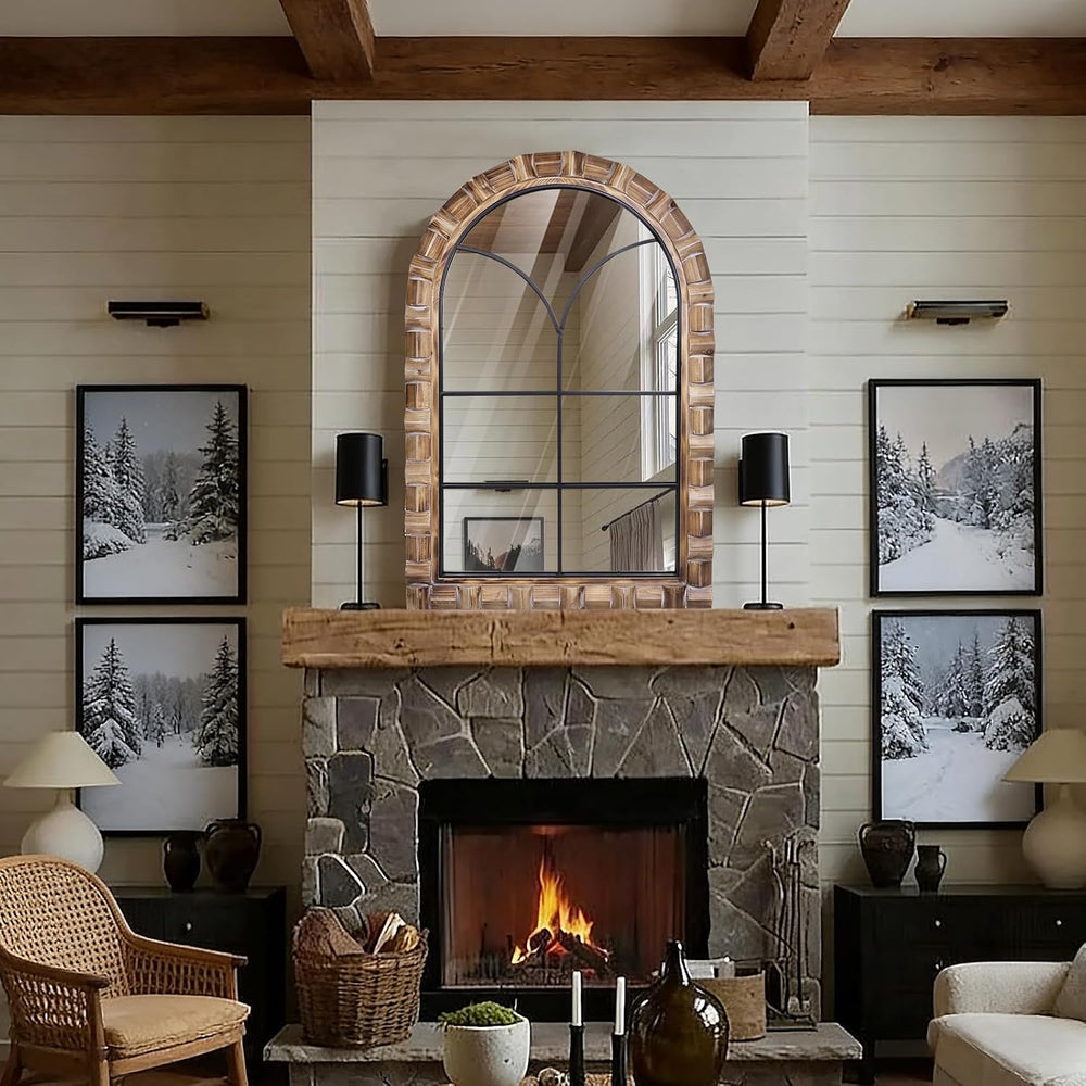 36x24 Inch Arched Window Pane Wall Mirror