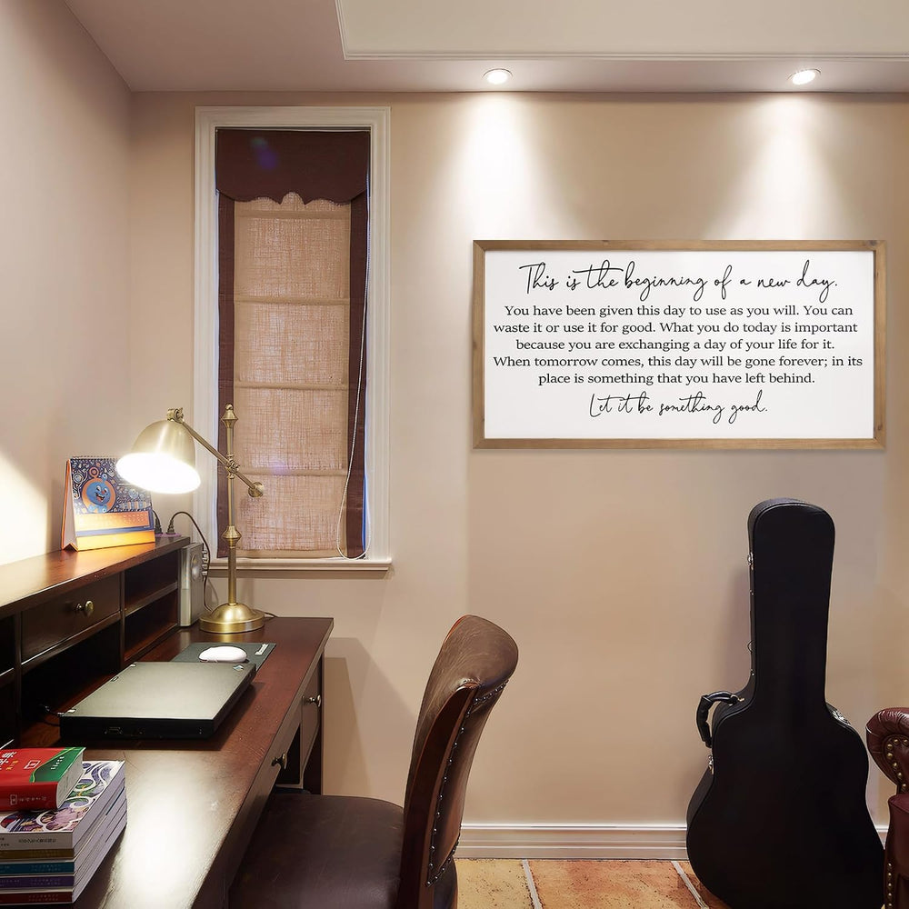 flangairy Motivational Wall Decor, 31.5x15.7 Inches Large Wooden Quote Wall A...