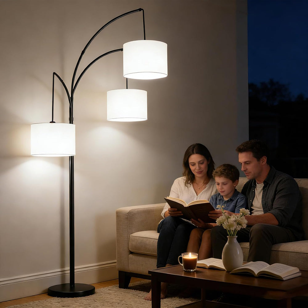 Floor Lamp with Remote, 3 Light Arc Floor Lamps for Living Room