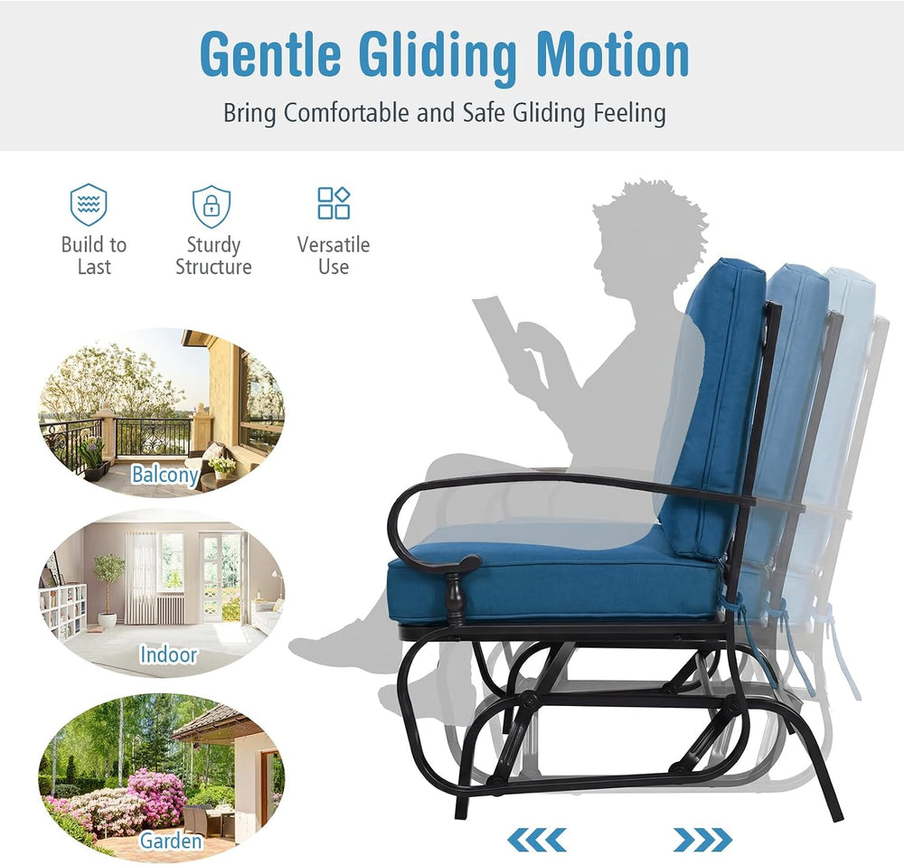 GIANTEX Outdoor Glider Bench, Patio 2 Person Loveseat with Removable Cushion,...