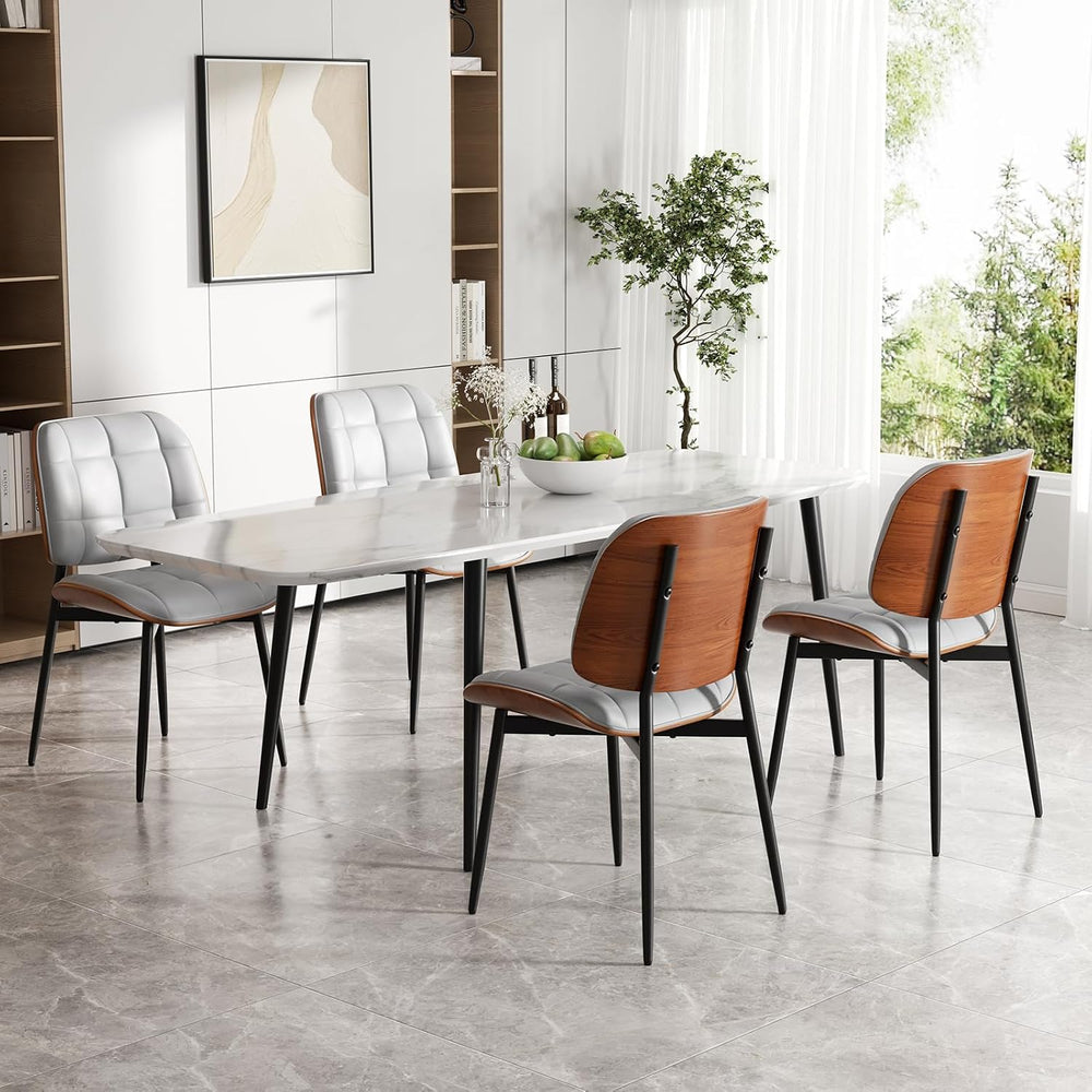 Dining Chairs Set of 2, Mid Century Modern Dining Room Chair, Upholstered Fau...