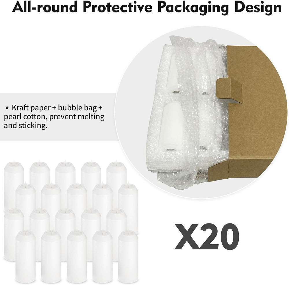 20Pack Emergency Candles for Power Outages, 15H White Candle, 3" Unscented