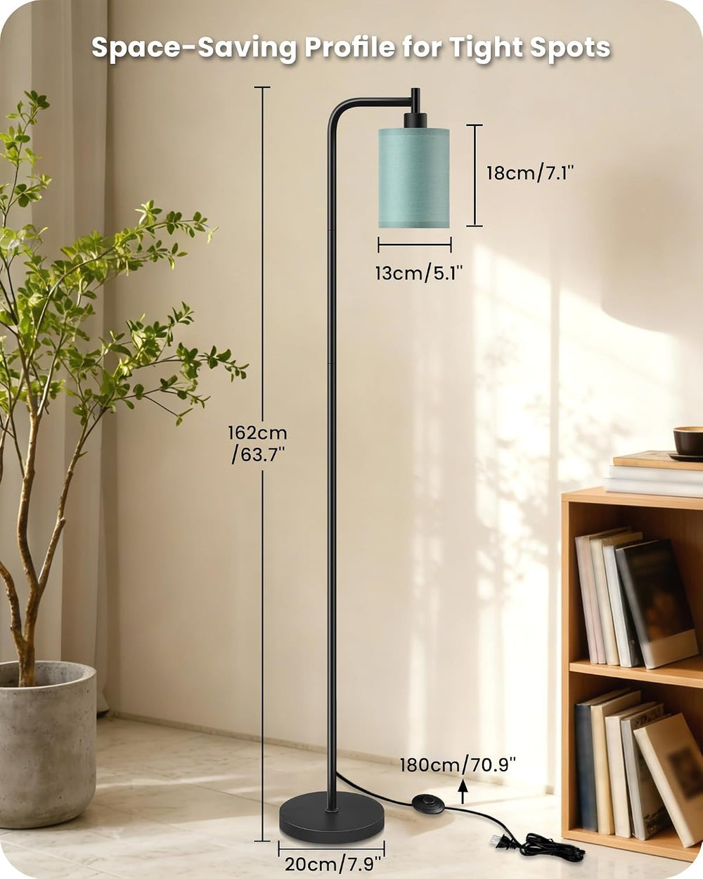 Dimmable Floor Lamp for Living Room with Remote & 10W Bulb