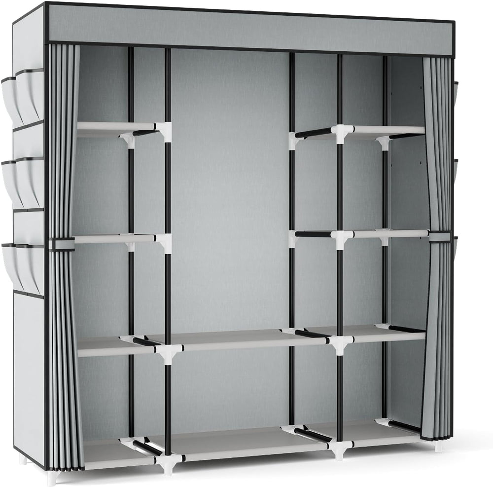 VTRIN Portable Closet Wardrobe for Hanging Clothes 57.3 Inch Large Capacity C...