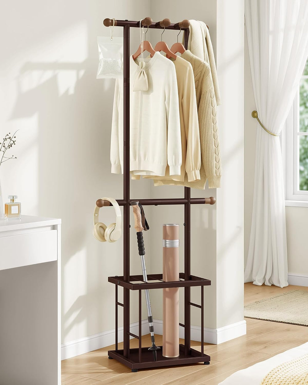FAVOOSTY Coat Rack Freestanding with Umbrella Holder for Entryway, Bronze