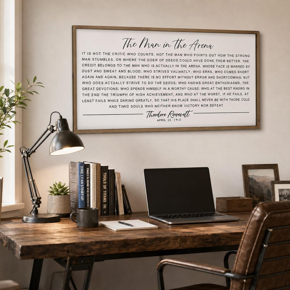flangairy 32.3"x 16.5" The Man in The Arena Wall Art Framed, Office...