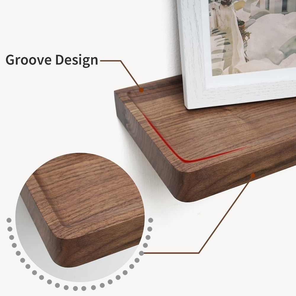 Axeman 24 Inch Solid Walnut Wood Floating Shelves, 6inch Deep Wall Shelves