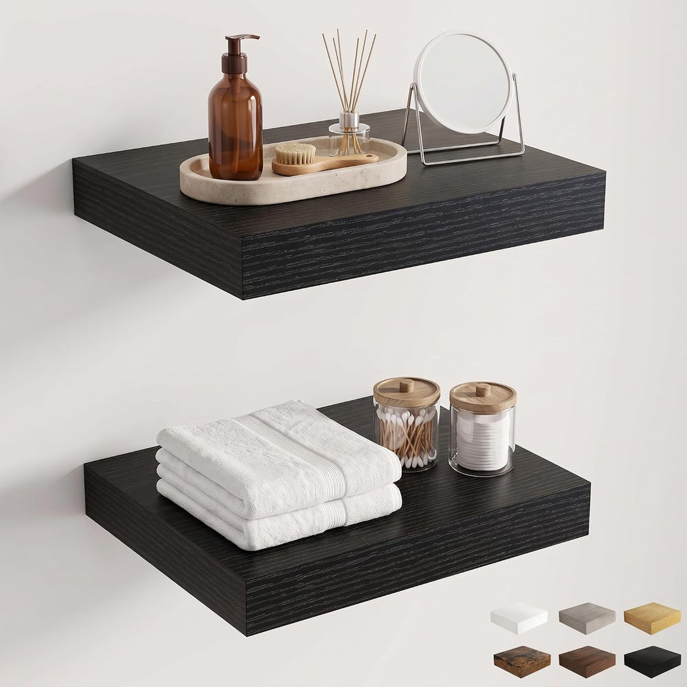 Dreamland Floating Shelves for Bathroom, 16 Inch Wall Mounted Shelf Black