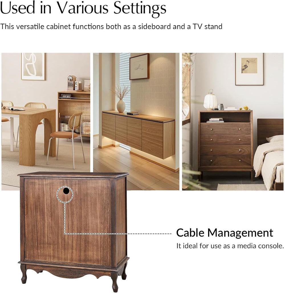 HULALA HOME Farmhouse Accent Cabinet with 2 Doors, Walnut