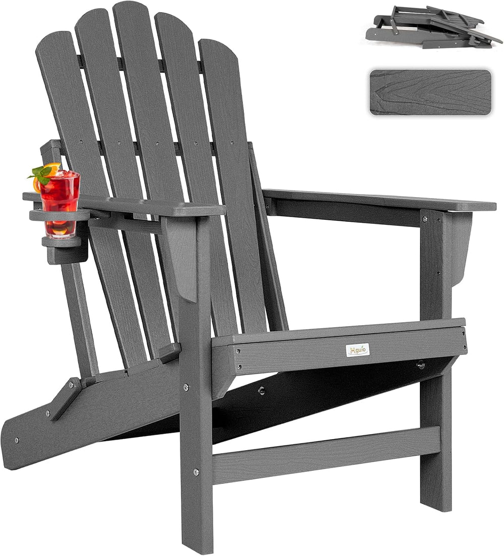 Oversized Folding Adirondack Chair, HDPE Fire Pit Chair Holds 400 LBS